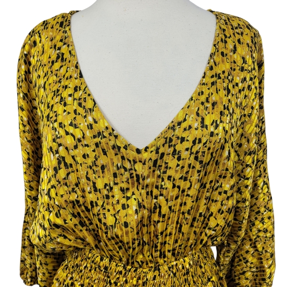 NWT Anthropologie Marigold Yellow Boho Midi Dress XS Smocked Waist - Picture 3 of 11